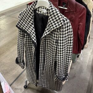 Calvin Klein Houndstooth Wool Blend Coat
